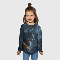 Лонгслив детский Волк фэнтези стиль, цвет: 3D-принт — фото 2