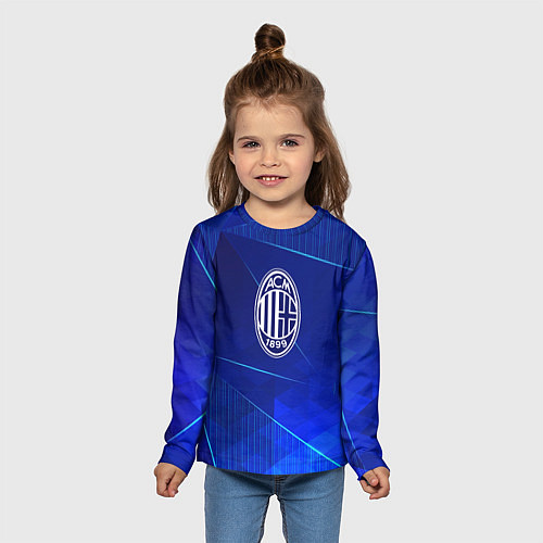 Детский лонгслив AC Milan blue poly / 3D-принт – фото 5