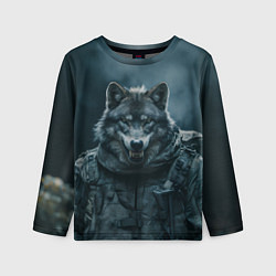 Лонгслив детский Солдат волк, цвет: 3D-принт
