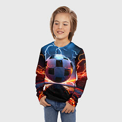Лонгслив детский Футбольный мяч в молниях, цвет: 3D-принт — фото 2