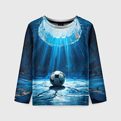 Лонгслив детский Футбольный мяч в синем, цвет: 3D-принт