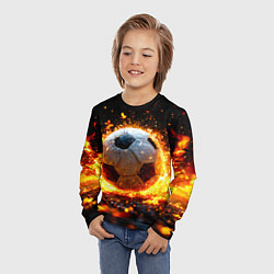 Лонгслив детский Футбольный мяч в огне, цвет: 3D-принт — фото 2