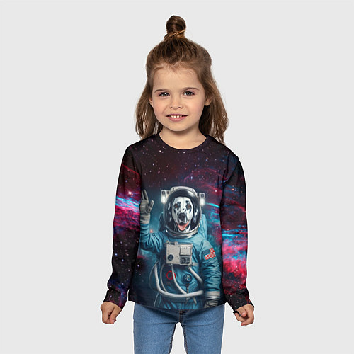 Детский лонгслив Далматинец бравый космонавт - нейроарт / 3D-принт – фото 5