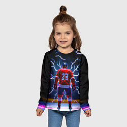 Лонгслив детский Хоккеист и молния, цвет: 3D-принт — фото 2