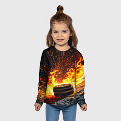 Лонгслив детский Шайба в огне, цвет: 3D-принт — фото 2