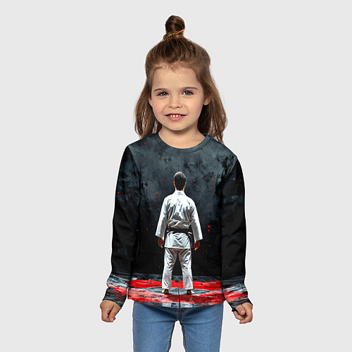 Детский лонгслив Айкидоист на черном / 3D-принт – фото 5