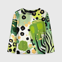 Лонгслив детский Зеленый анималистичный паттерн, цвет: 3D-принт