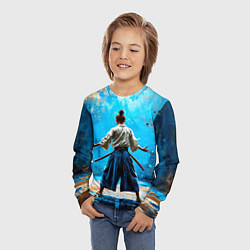Лонгслив детский Боец айкидо на синем, цвет: 3D-принт — фото 2