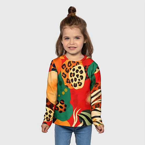Детский лонгслив Анималистичный африканский паттерн / 3D-принт – фото 5