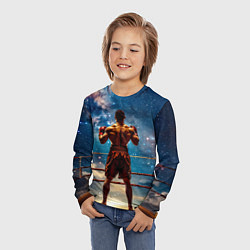 Лонгслив детский Тайский боксер в космосе, цвет: 3D-принт — фото 2