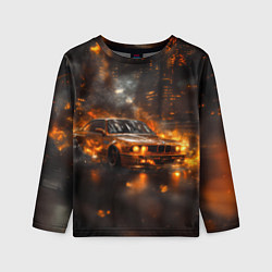 Лонгслив детский БМВ в огне, цвет: 3D-принт