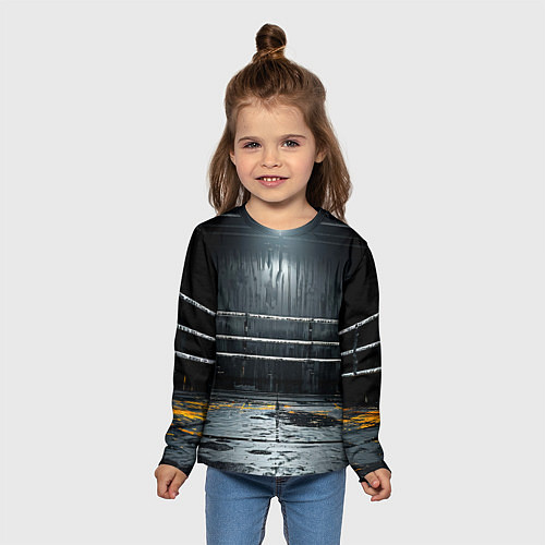 Детский лонгслив Черный ринг / 3D-принт – фото 5