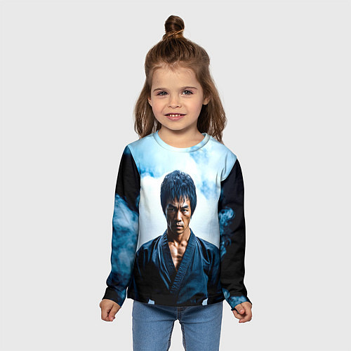 Детский лонгслив Брюс Ли в дыму / 3D-принт – фото 5