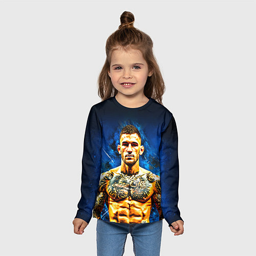 Детский лонгслив Дастин Порье на синем / 3D-принт – фото 5