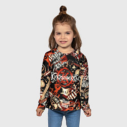 Лонгслив детский Кукрыниксы на фоне электрогитар, цвет: 3D-принт — фото 2