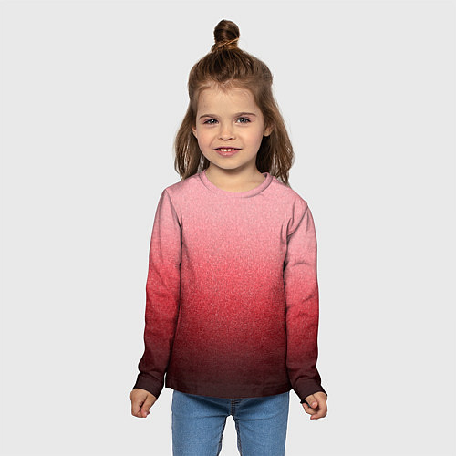 Детский лонгслив Мягкий градиент красно-розовый текстура крошка / 3D-принт – фото 5