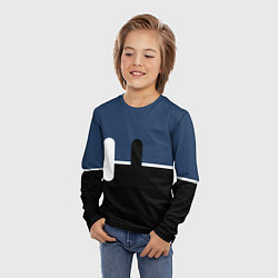 Лонгслив детский Простая абстракция сине-чёрный с белым, цвет: 3D-принт — фото 2