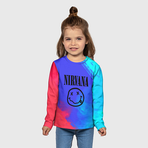 Детский лонгслив Nirvana жидкие краски / 3D-принт – фото 5