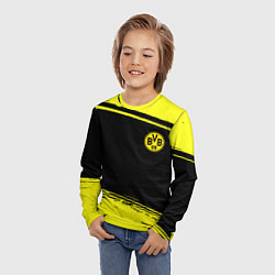 Лонгслив детский Borussia жёлтые полосы, цвет: 3D-принт — фото 2