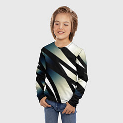 Лонгслив детский Чёрно-белый с синим затемнением полосы, цвет: 3D-принт — фото 2