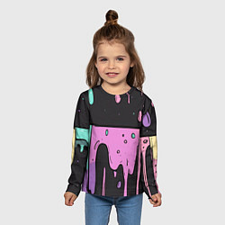 Лонгслив детский Стекающая краска текстура, цвет: 3D-принт — фото 2
