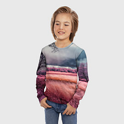 Лонгслив детский Поле и деревья пейзаж - инфракрасный стиль, цвет: 3D-принт — фото 2