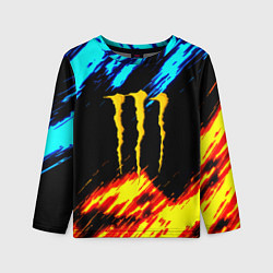 Лонгслив детский Monster energy текстура огненная, цвет: 3D-принт