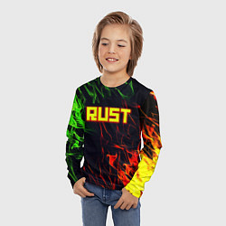 Лонгслив детский RUST огненная текстура, цвет: 3D-принт — фото 2