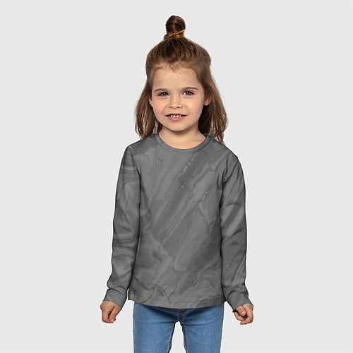 Детский лонгслив Серая текстура каменная мрамор / 3D-принт – фото 5