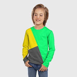 Лонгслив детский Жёлто-серо-зелёный трёхцветный, цвет: 3D-принт — фото 2