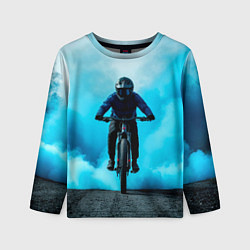 Лонгслив детский Велосипедист синий туман, цвет: 3D-принт