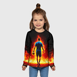 Лонгслив детский Гандболист в огне, цвет: 3D-принт — фото 2