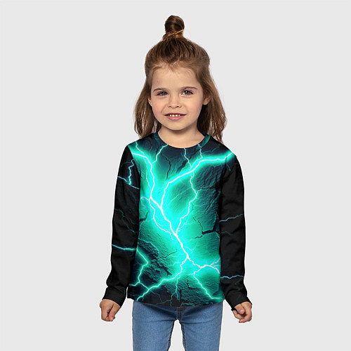 Детский лонгслив Color light blue black / 3D-принт – фото 5