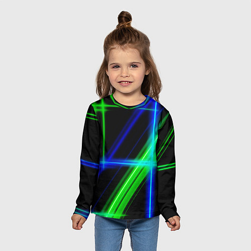 Детский лонгслив Color blue black green / 3D-принт – фото 5