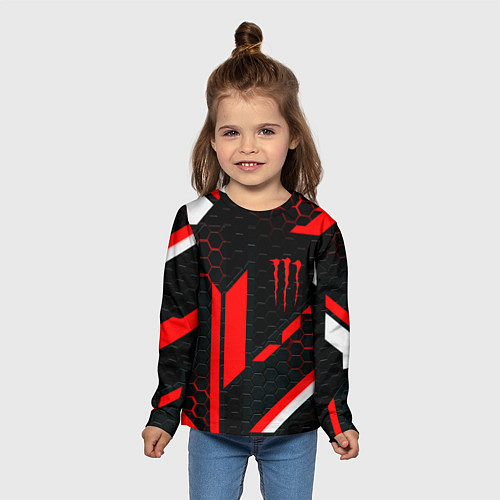 Детский лонгслив Monster energy sport geometry / 3D-принт – фото 5