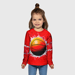 Лонгслив детский Ватерполистский мяч на красном, цвет: 3D-принт — фото 2