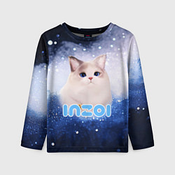 Детский лонгслив Inzoi логотип с белой кошечкой