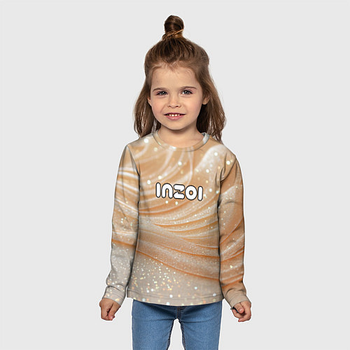 Детский лонгслив Inzoi лого на блестящем фоне / 3D-принт – фото 5