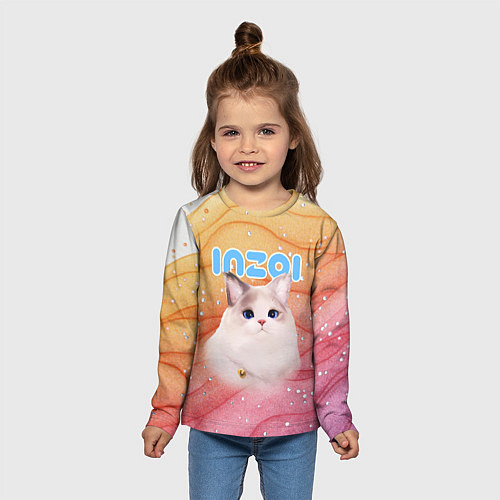 Детский лонгслив Inzoi кошечка на блестящем фоне / 3D-принт – фото 5