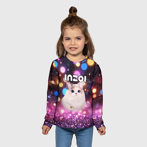 Детский лонгслив Inzoi кошечка и логотип / 3D-принт – фото 5