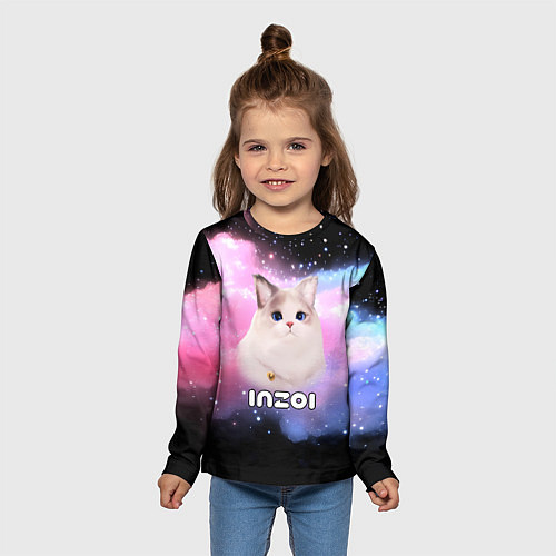 Детский лонгслив Inzoi логотип и кошечка на облаке / 3D-принт – фото 5