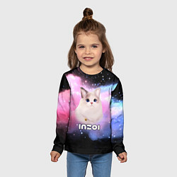 Лонгслив детский Inzoi логотип и кошечка на облаке, цвет: 3D-принт — фото 2