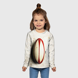 Лонгслив детский Мяч для регби на белом, цвет: 3D-принт — фото 2