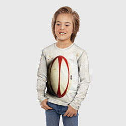 Лонгслив детский Мяч для регби на белом, цвет: 3D-принт — фото 2