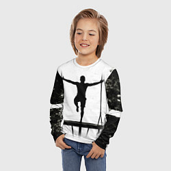 Лонгслив детский Прыжки на батуте черно-белое, цвет: 3D-принт — фото 2