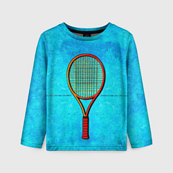 Лонгслив детский Теннисная ракетка на синем, цвет: 3D-принт