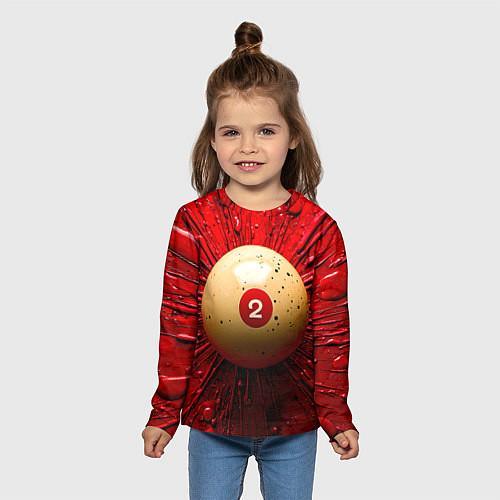 Детский лонгслив Бильярдный шар на красном / 3D-принт – фото 5