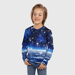 Лонгслив детский Космический синий абстрактный фон - текстура, цвет: 3D-принт — фото 2