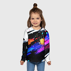 Лонгслив детский Разноцветные блестящие кляксы - текстура, цвет: 3D-принт — фото 2