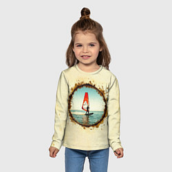 Лонгслив детский Виндсерфер на бежевом, цвет: 3D-принт — фото 2